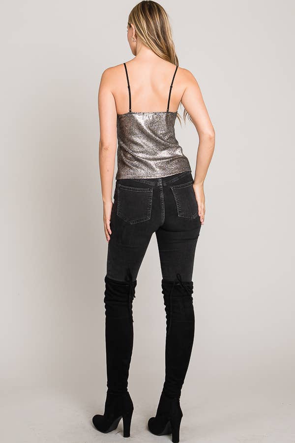 Cami Tank Top: Cracked Metallic