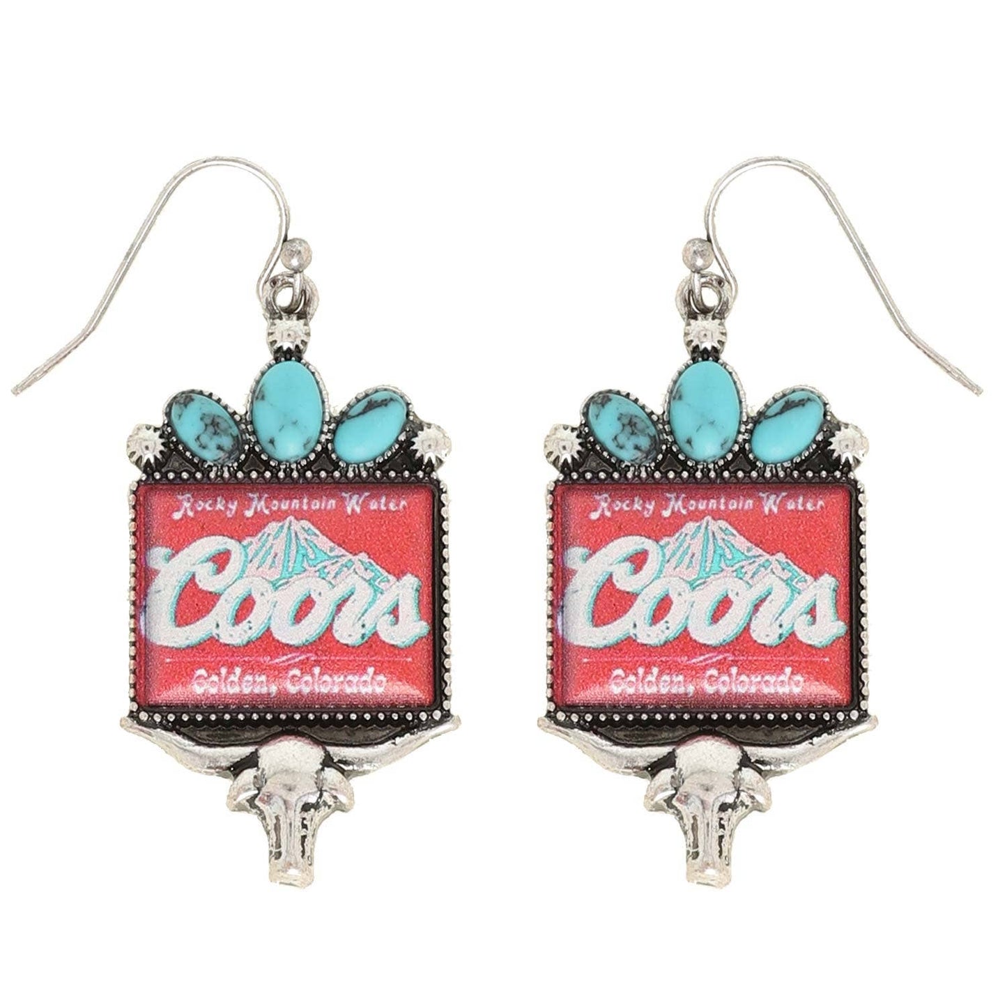 Western Stone Longhorn Coors Earrings