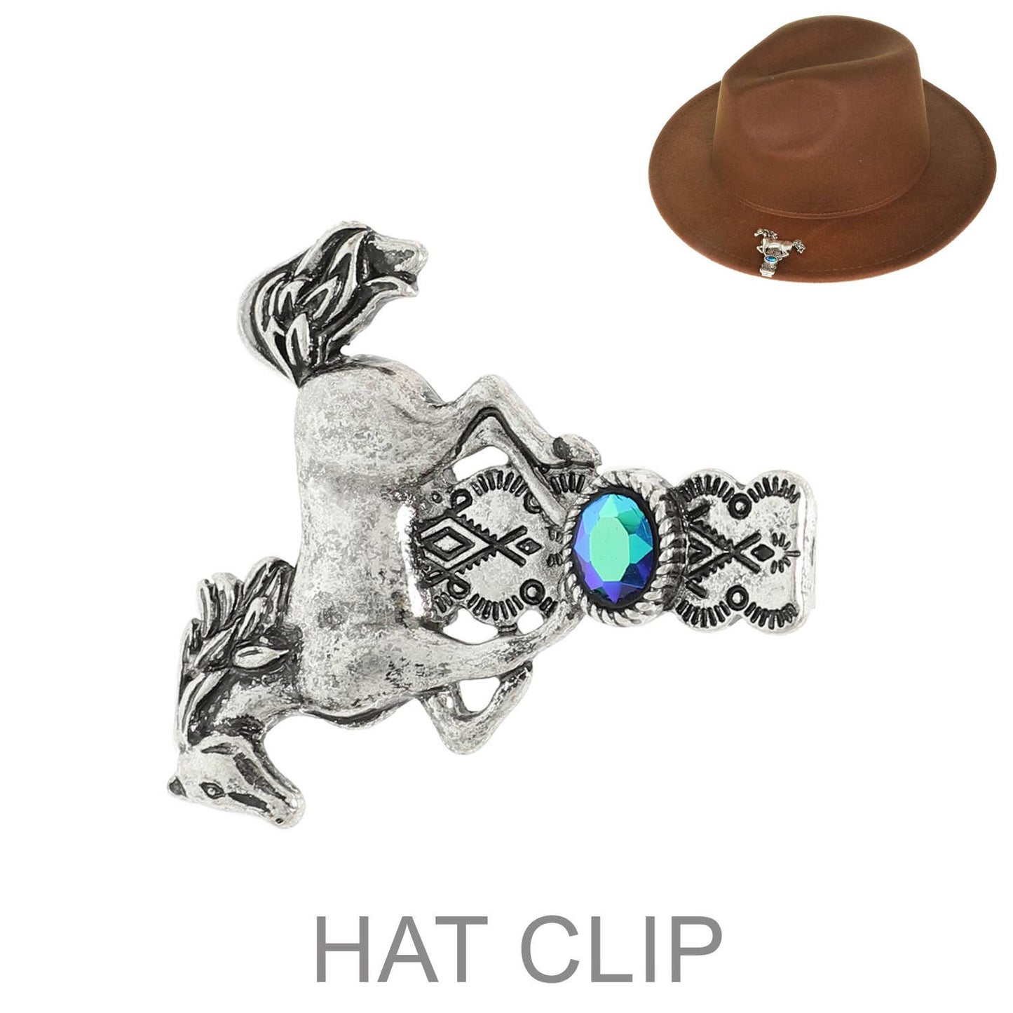 Western Crystal Horse Brim Hat Clip