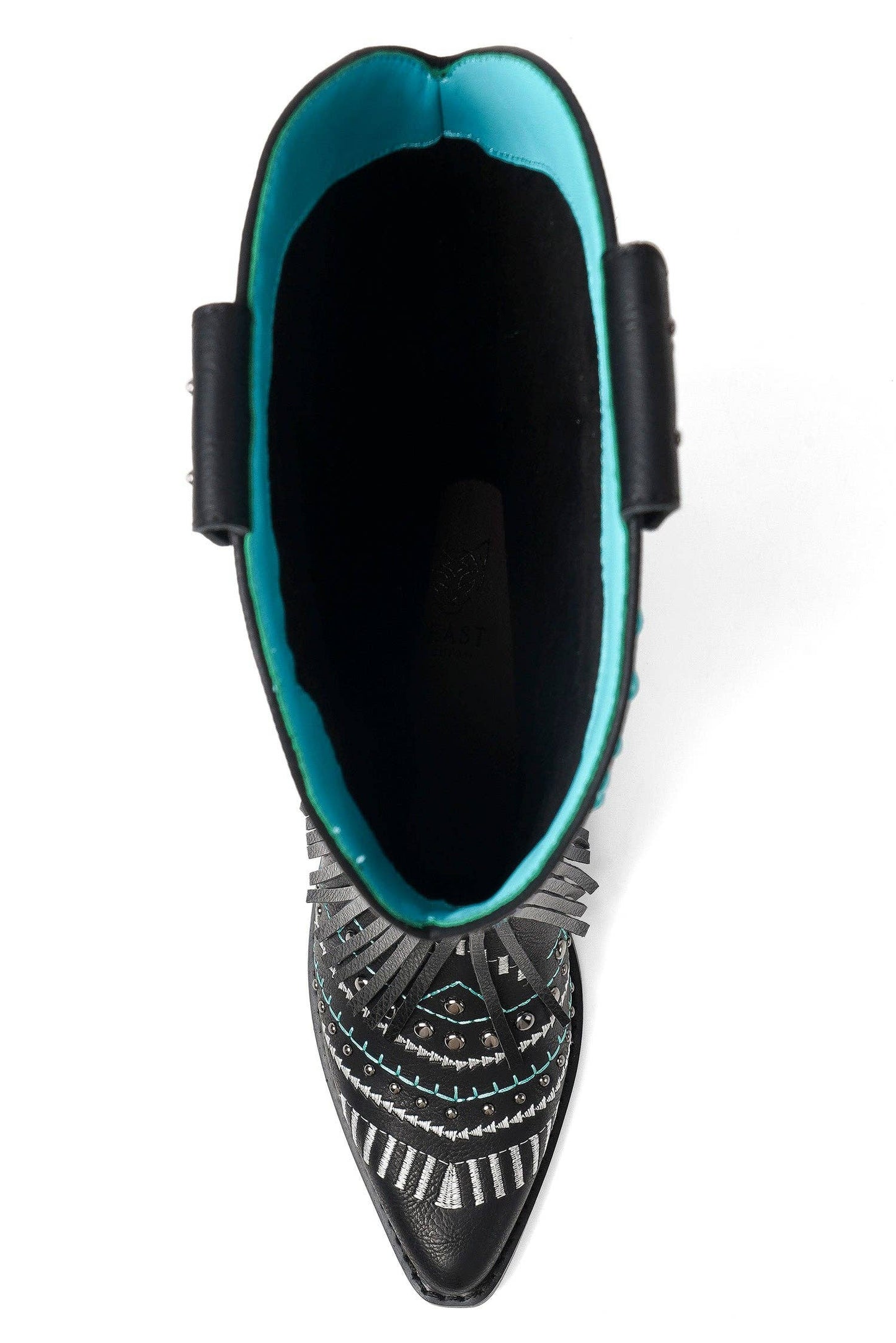 Fringe Cowgirl Boots with Rhinestone Accents: Black