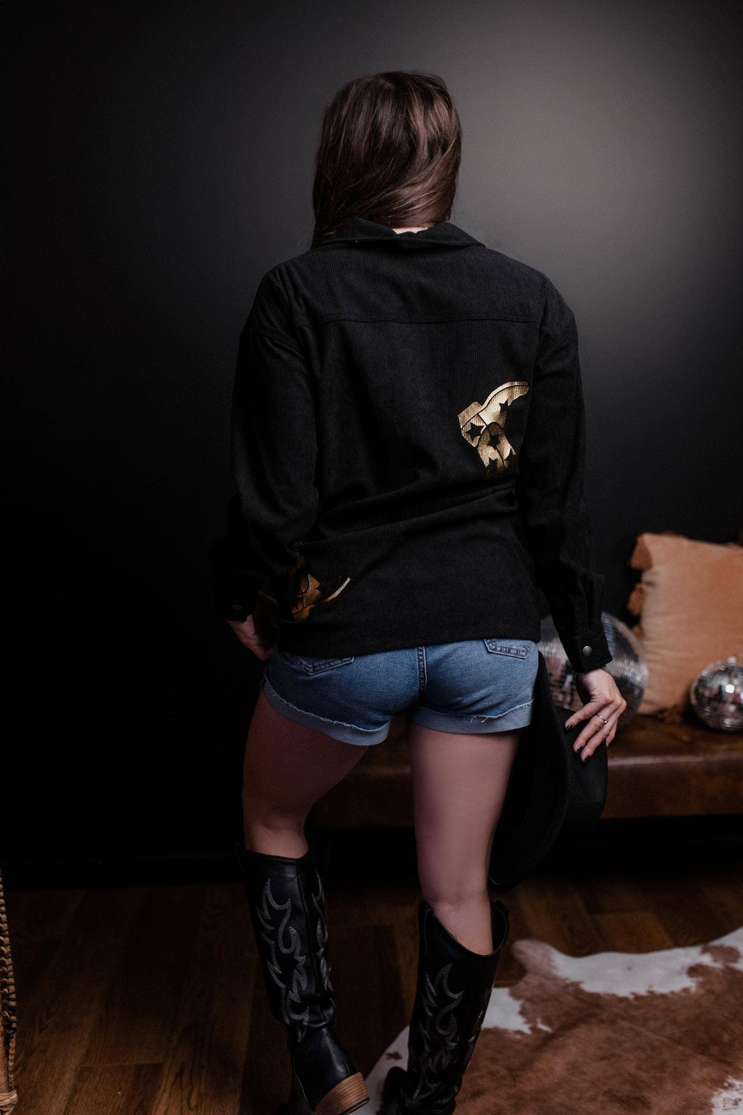 Golden Boots Shacket: Black