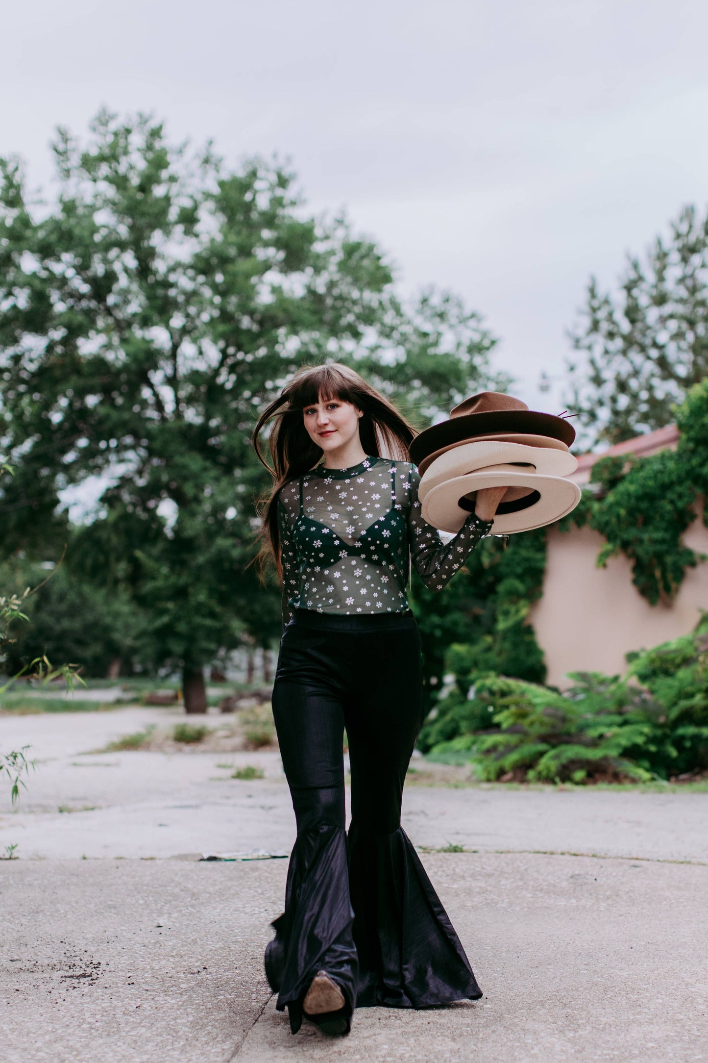 Sparkle Snowflake Mesh Top: Green