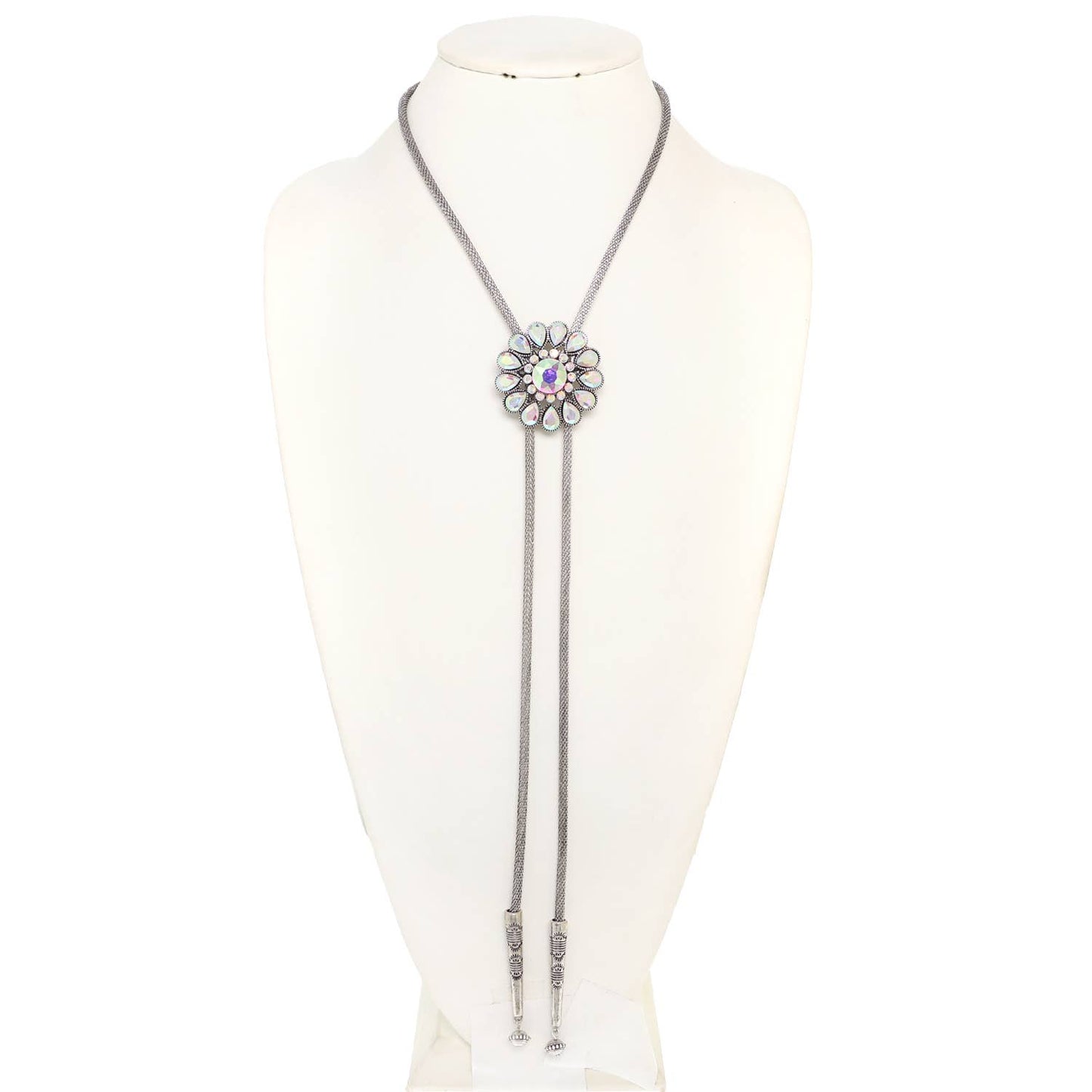 Western Crystal Concho Bolo Necklace