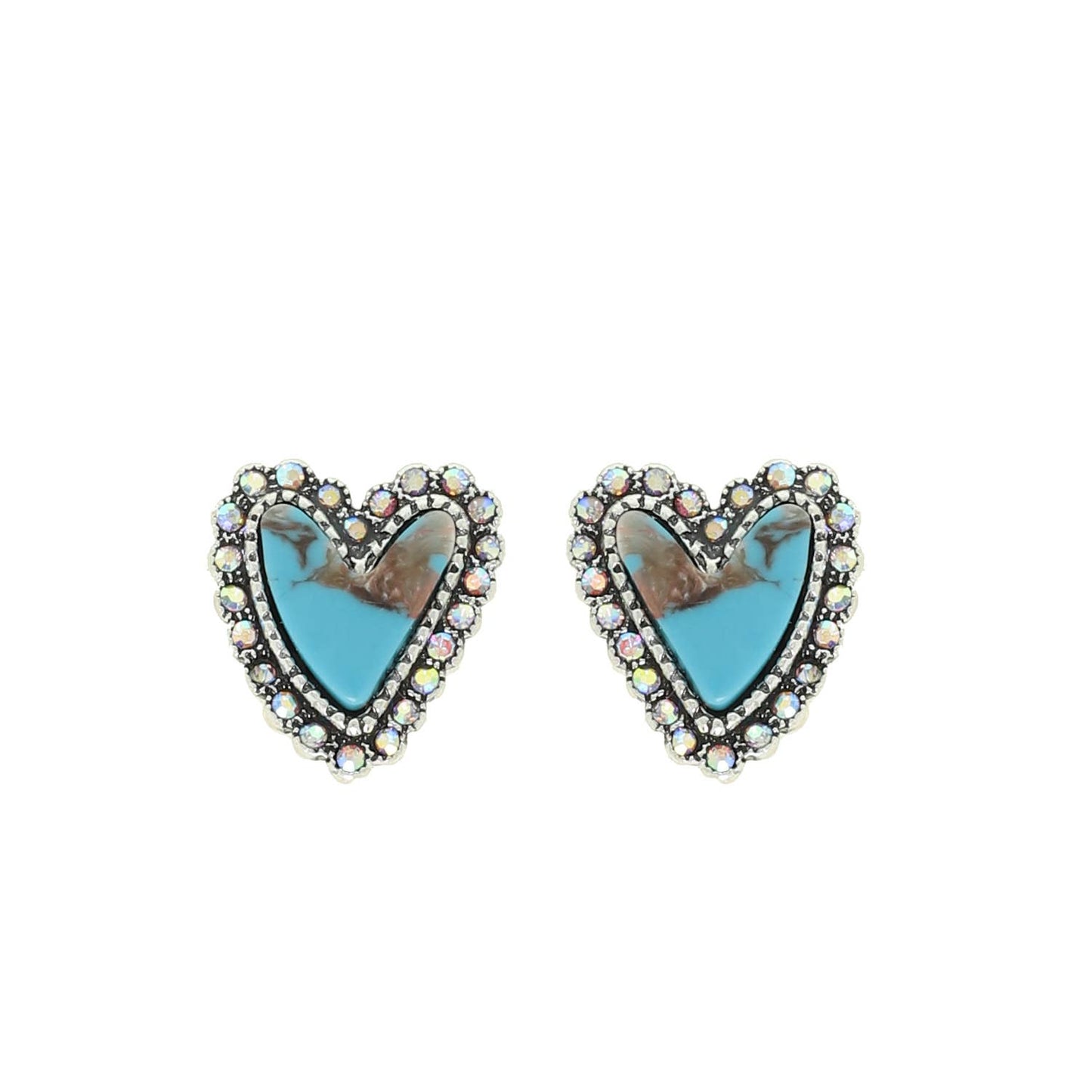 Western Turquoise Heart Earrings