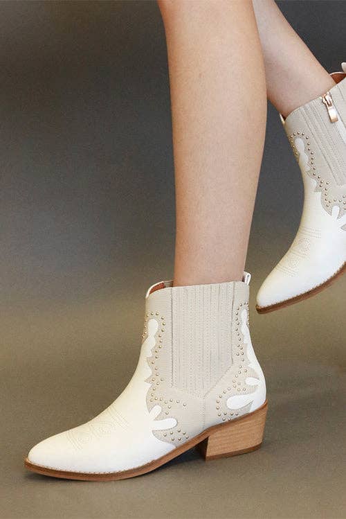 Embellished Western Boot: Taupe