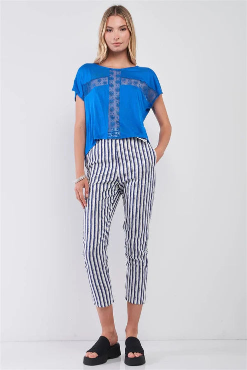 Cross Floral Embroidery Top