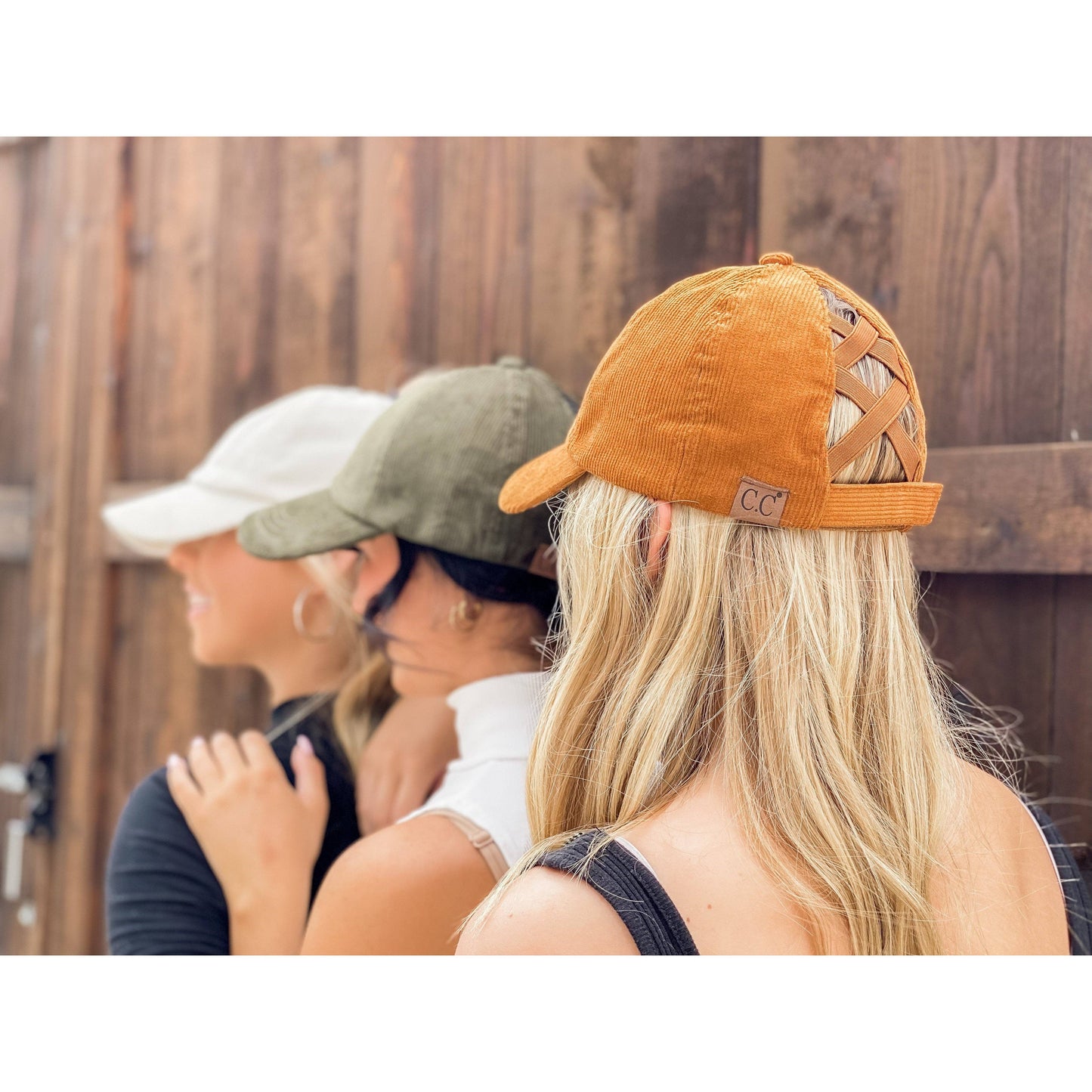 Corduroy Criss Cross High Pony CC Ball Cap: Grey