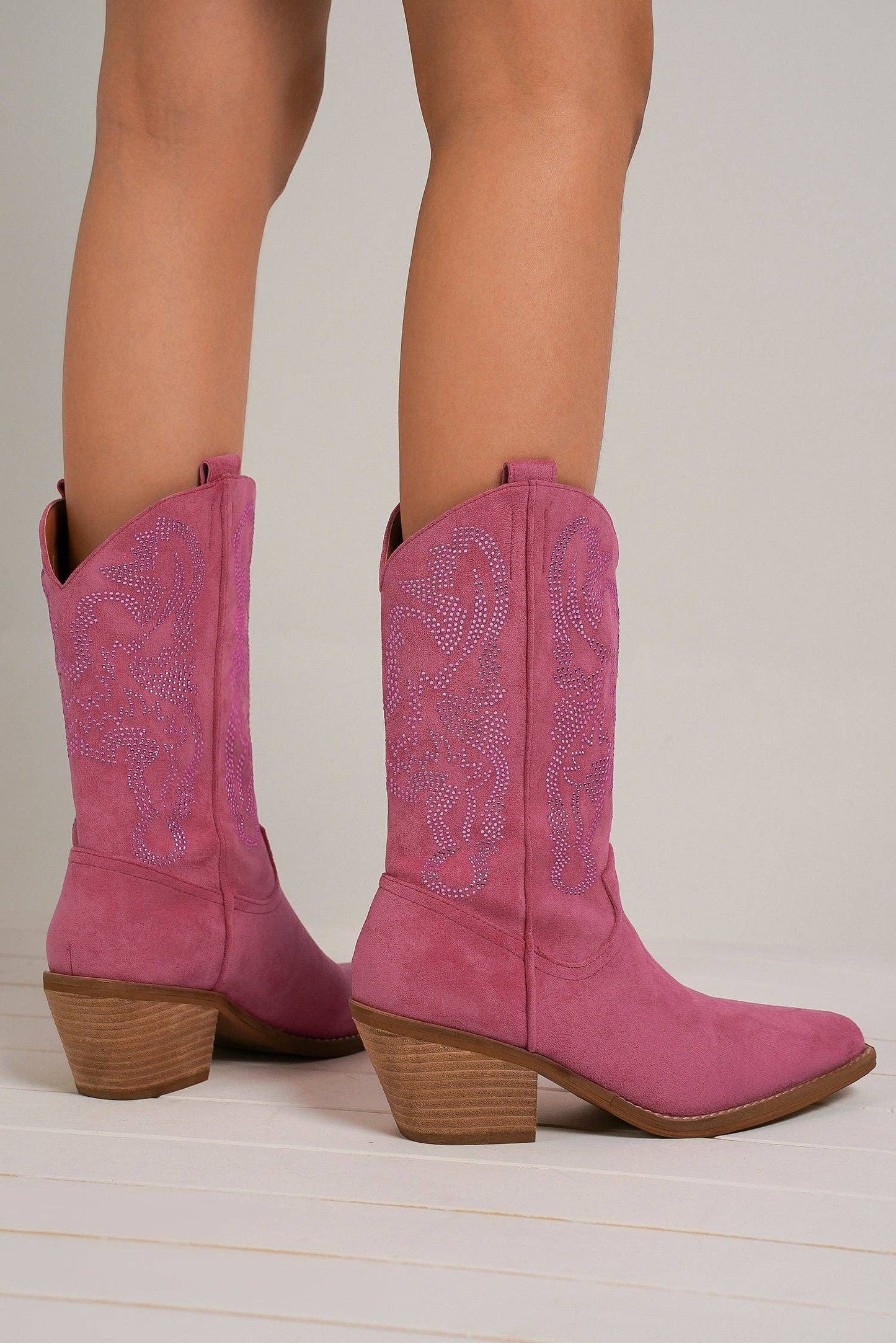 Western Rhinestone Boots: Fuchsia