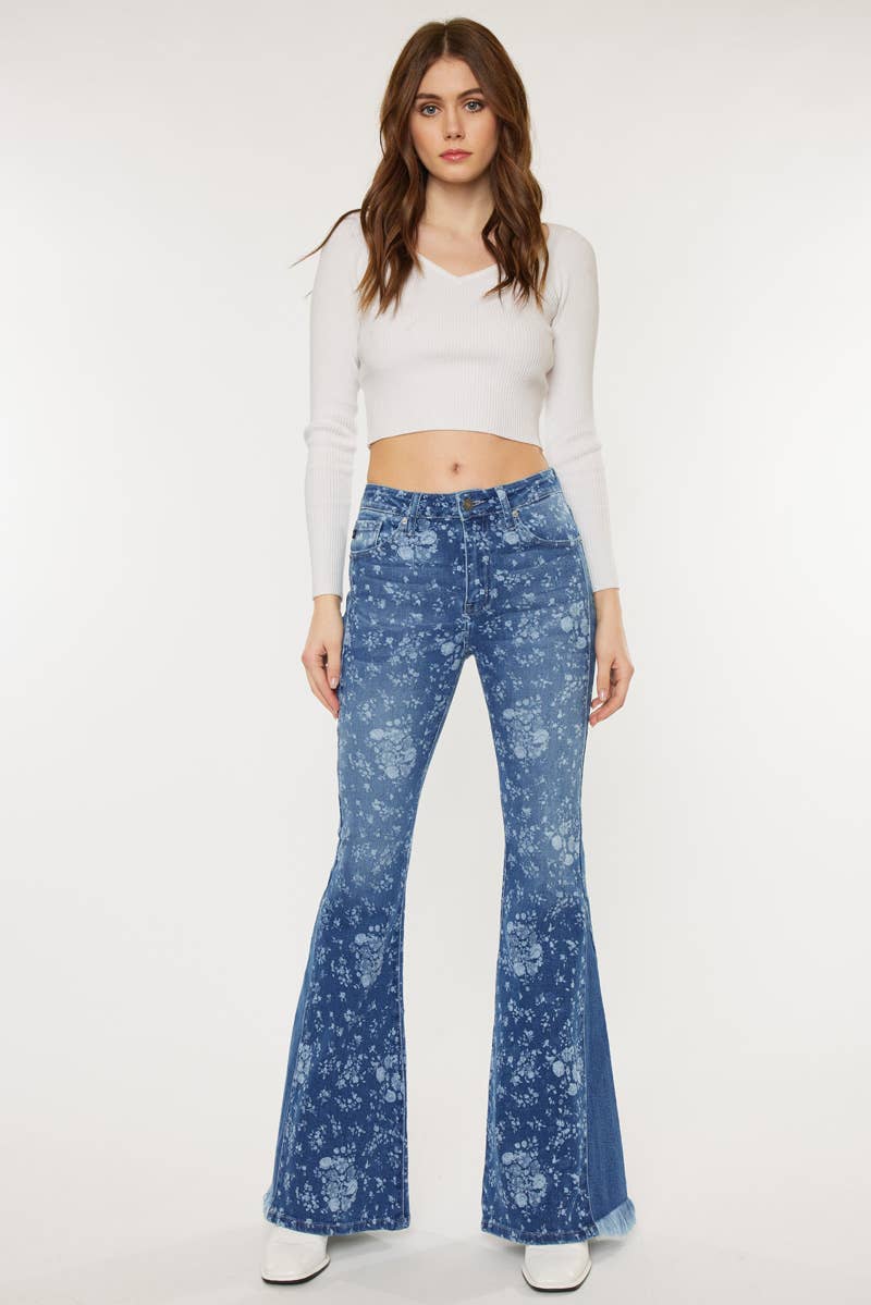 Kan Can USA Floral Flare Jeans