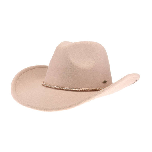 Reno Vegan Fabric Cowboy Hat: Taupe