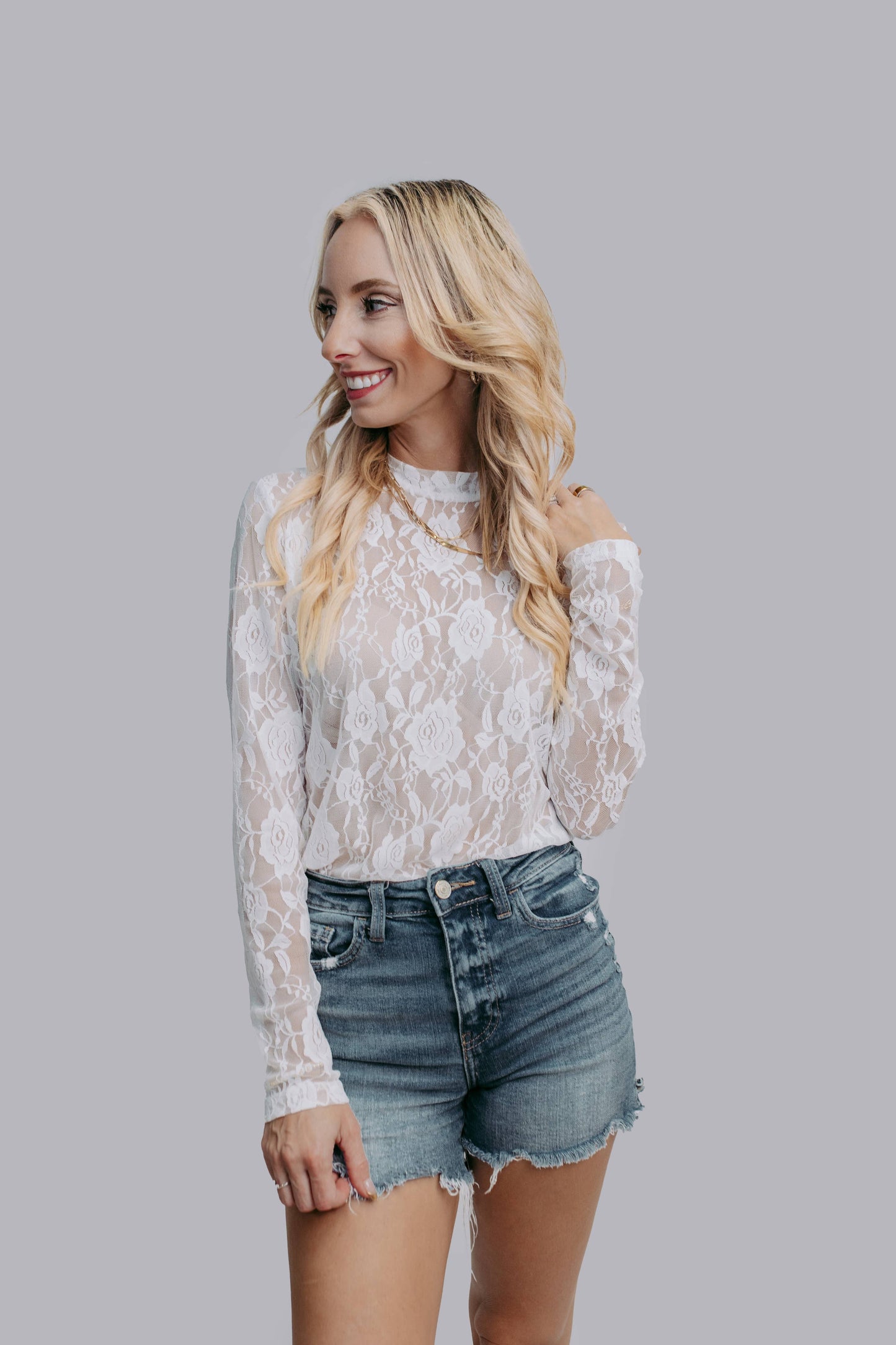 Roses Lace Top: White