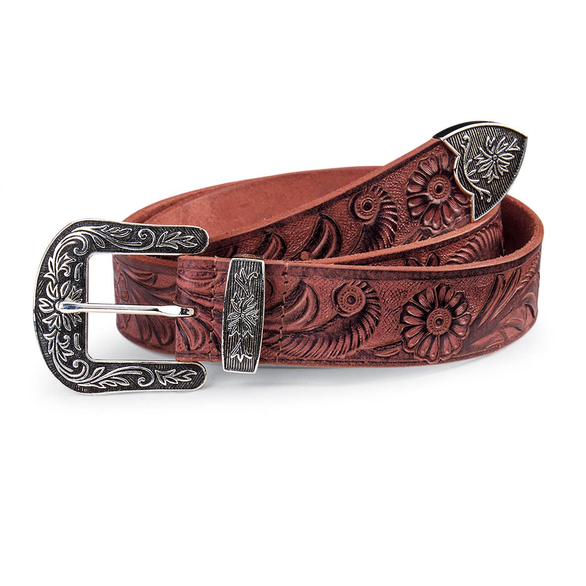 Desert Rose Tooled Leather Belt