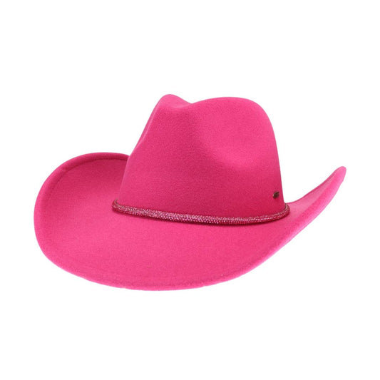 Reno Vegan Fabric Cowboy Hat: Hot Pink