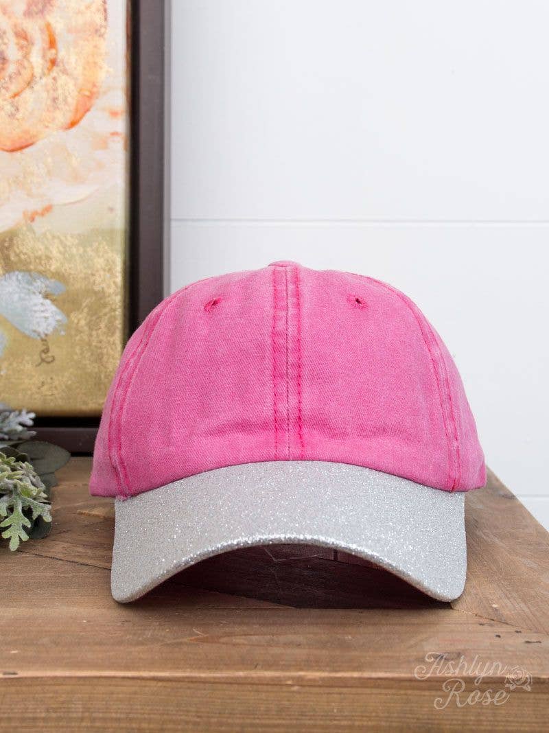 GIRLS Pink Hat with Silver Glitter