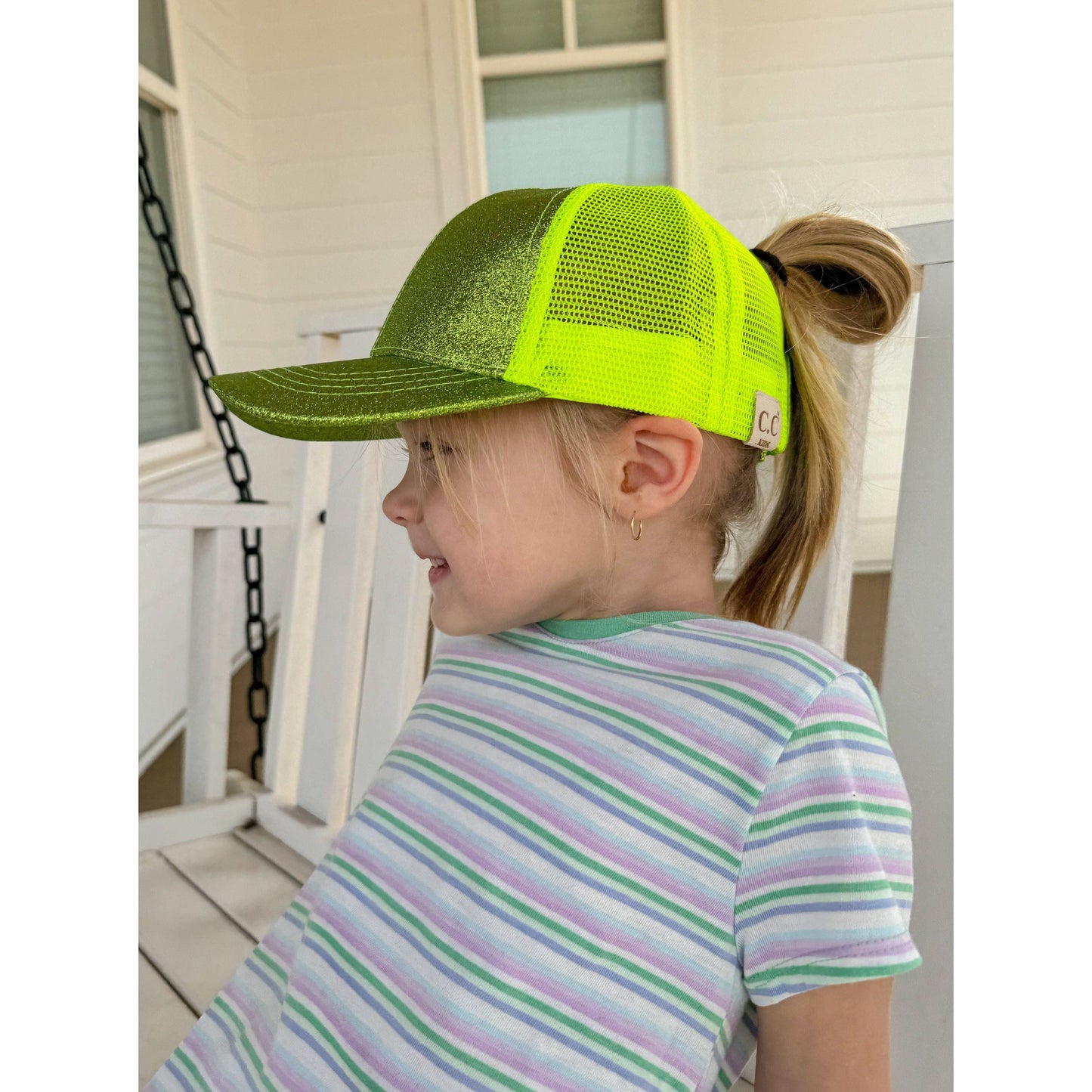 Kids Glitter High Ponytail CC Ball Cap
