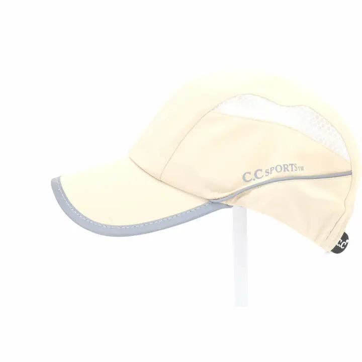 Reflective Mesh Sport CC Ball Cap: Beige/White