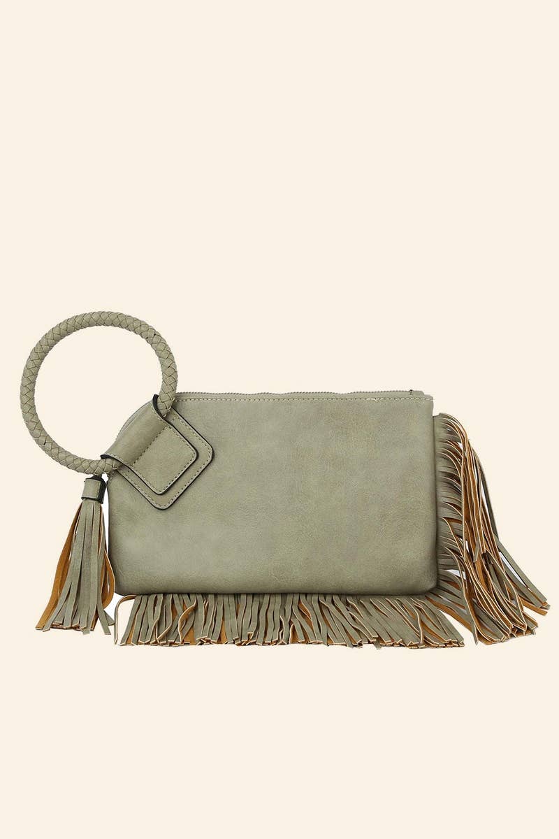 Fringe Cuff Clutch Tassel Wristlet Clutch Bag: ST