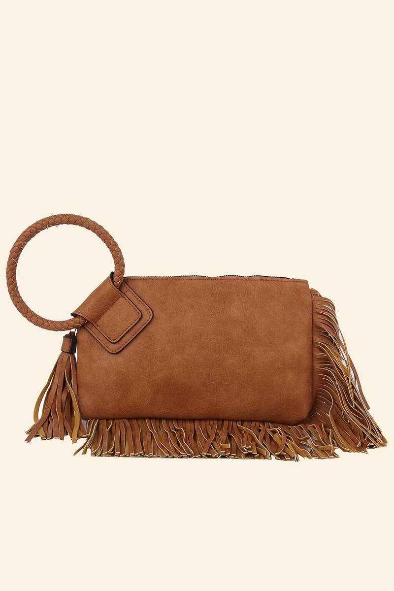 Fringe Cuff Clutch Tassel Wristlet Clutch Bag: ST