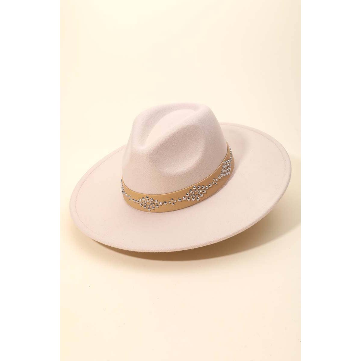 Metallic Studded Strap Fedora Hat: IV