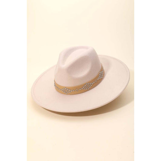 Metallic Studded Strap Fedora Hat: IV
