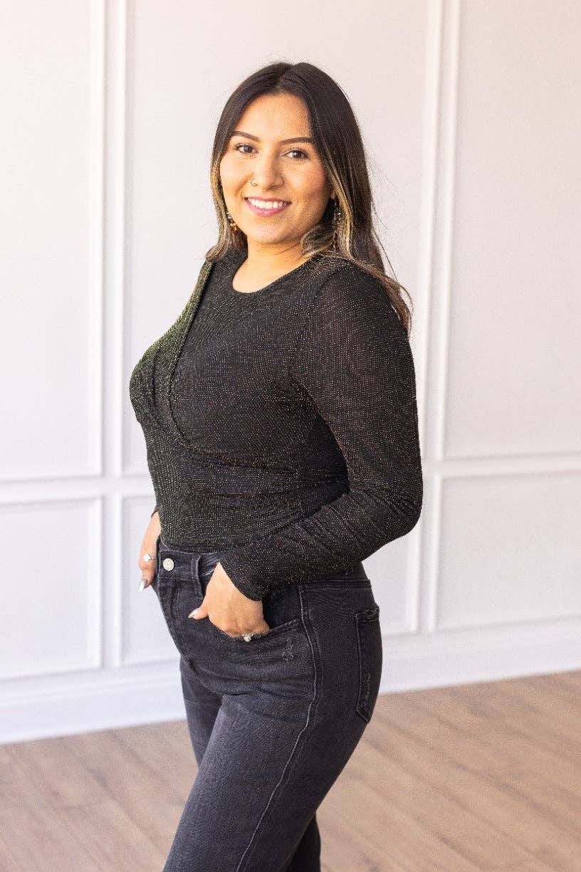 BLACK GLITTER BODYSUIT