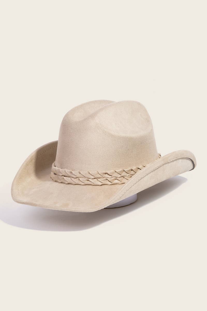 Double Braid Rope Western Cowboy Hat: Ivory