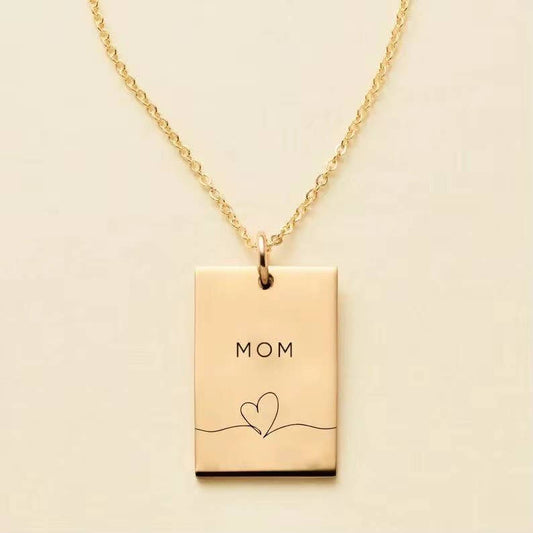 Mothers Day Necklace - "MOM" pendat and chain