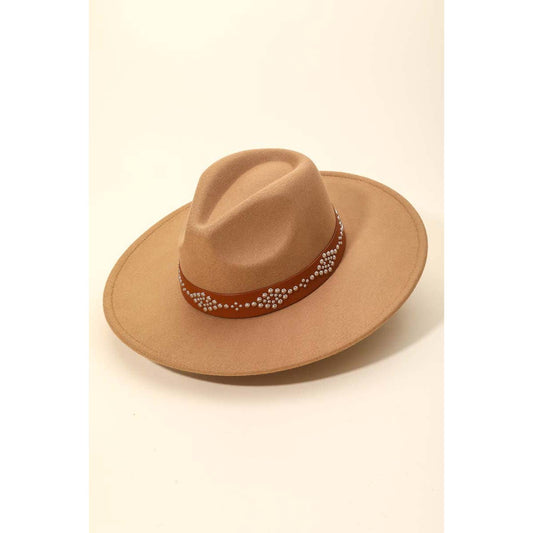 Metallic Studded Strap Fedora Hat: TP