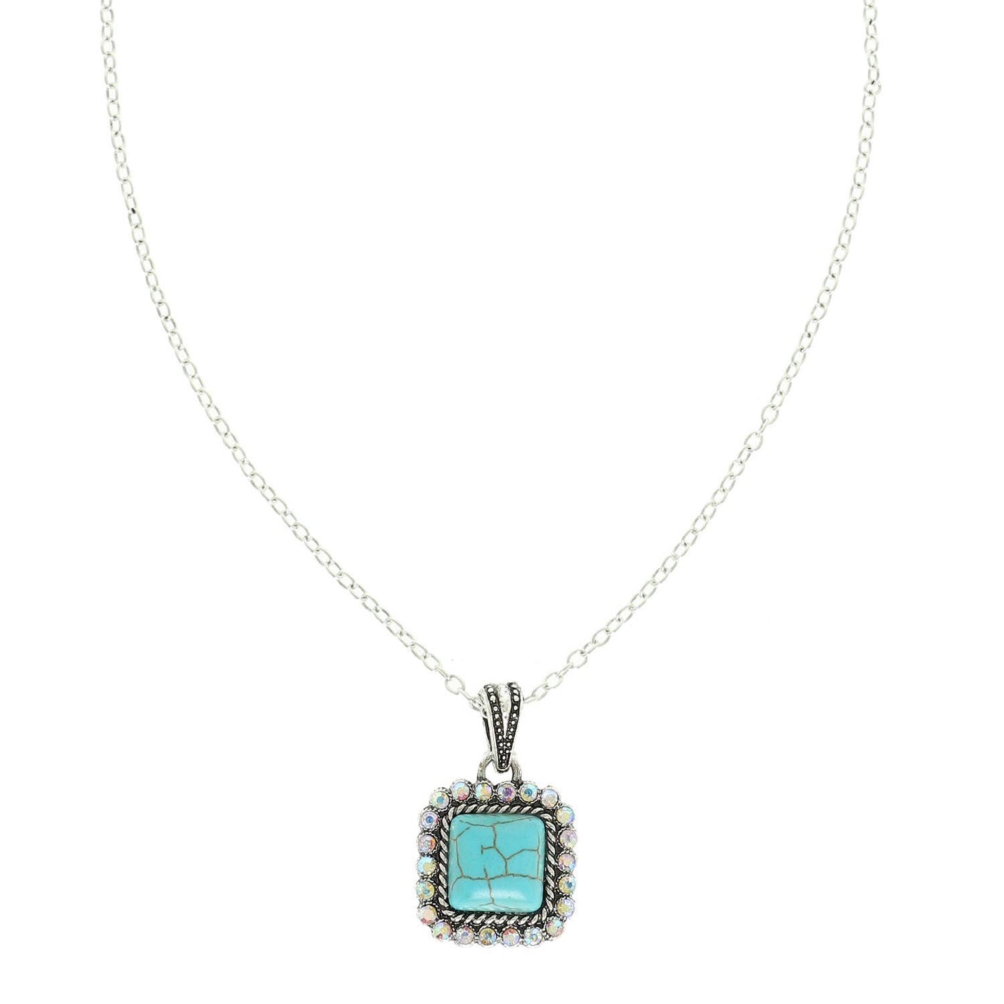 Western Crystal Turquoise Pendant Necklace