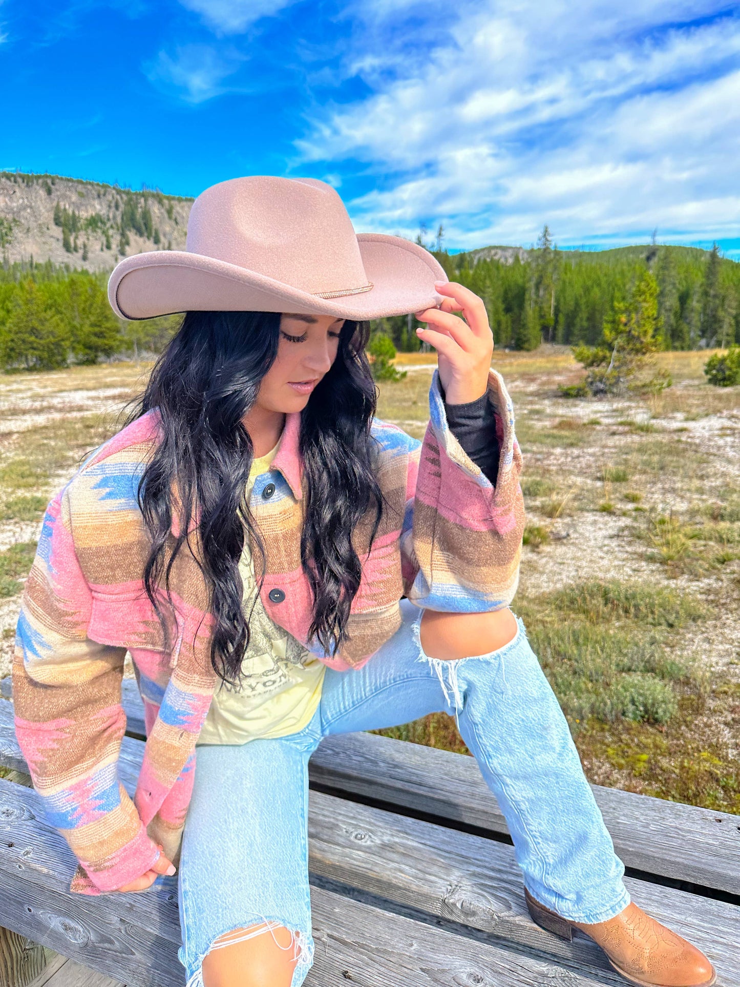 Reno Vegan Fabric Cowboy Hat: Rose