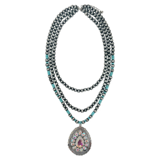 Silver and Turquoise Layered Necklace