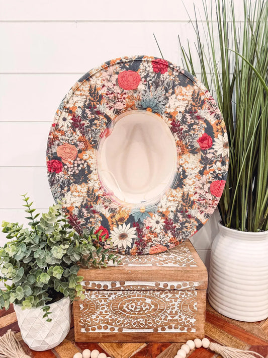 Floral Print Hat: Mocha
