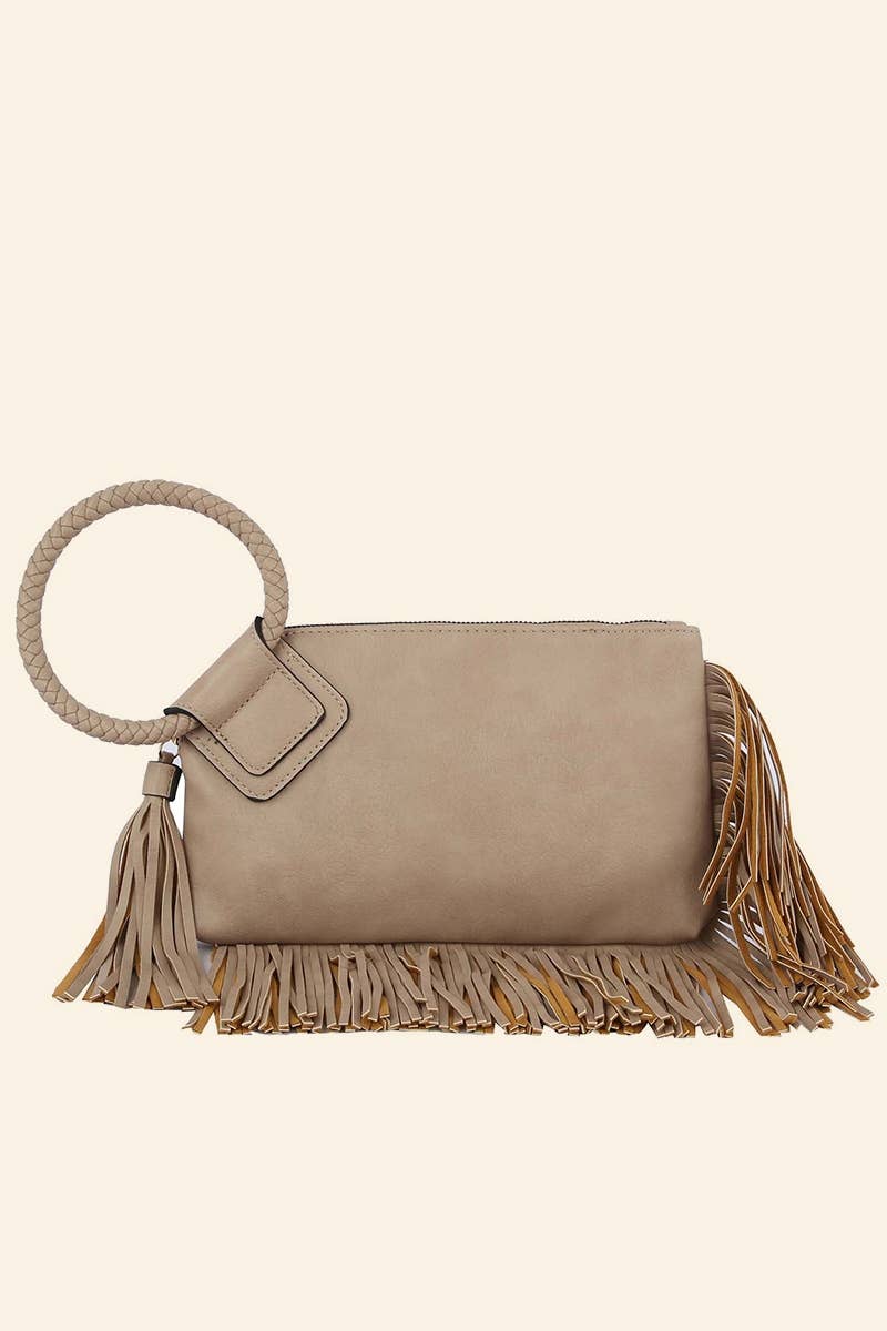 Fringe Cuff Clutch Tassel Wristlet Clutch Bag: TP