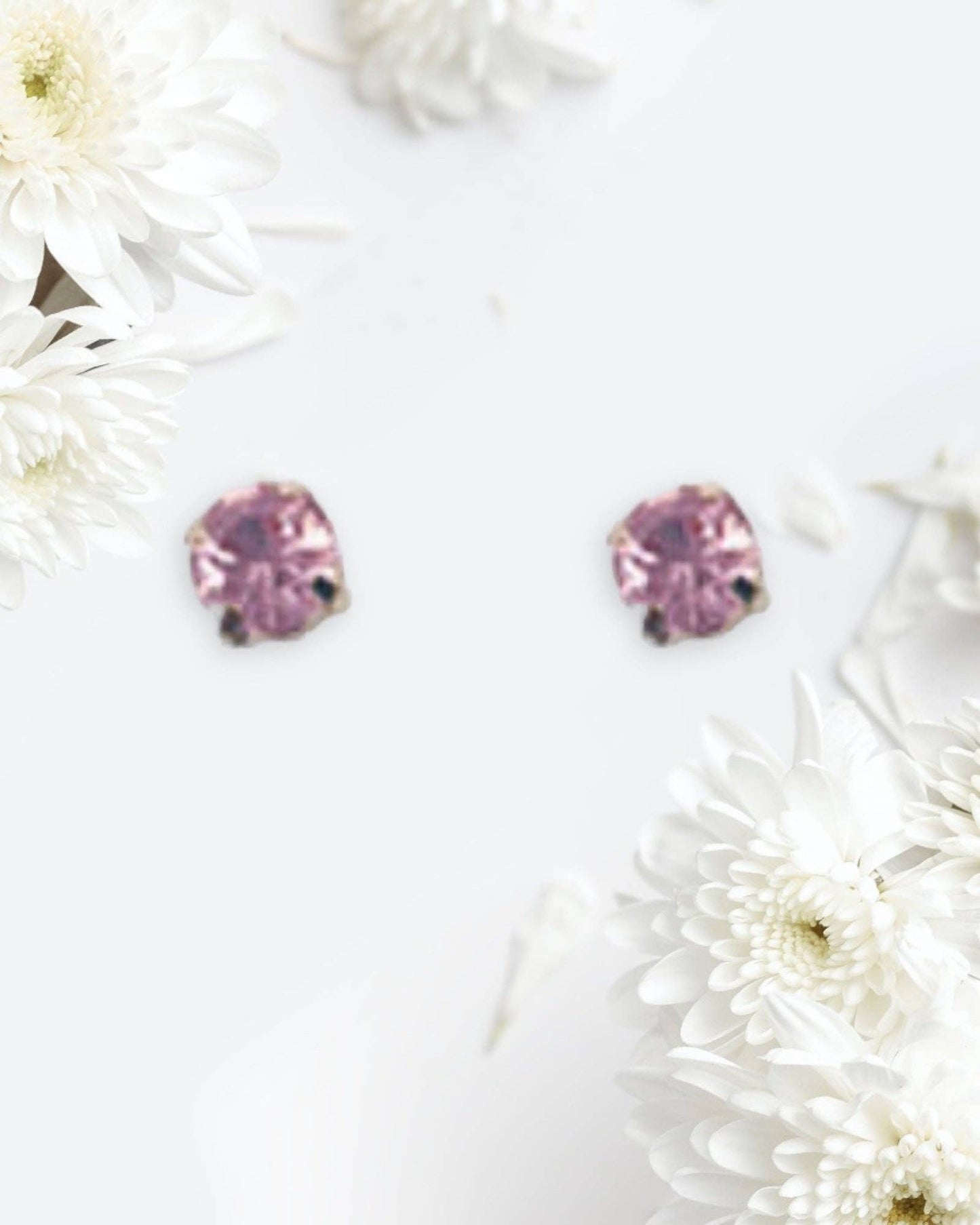 Pink Crystal Stud Earrings: Pink
