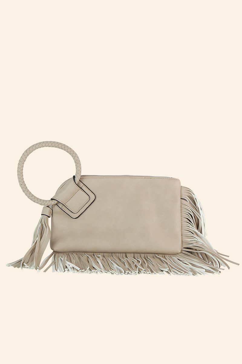Fringe Cuff Clutch Tassel Wristlet Clutch Bag: ST
