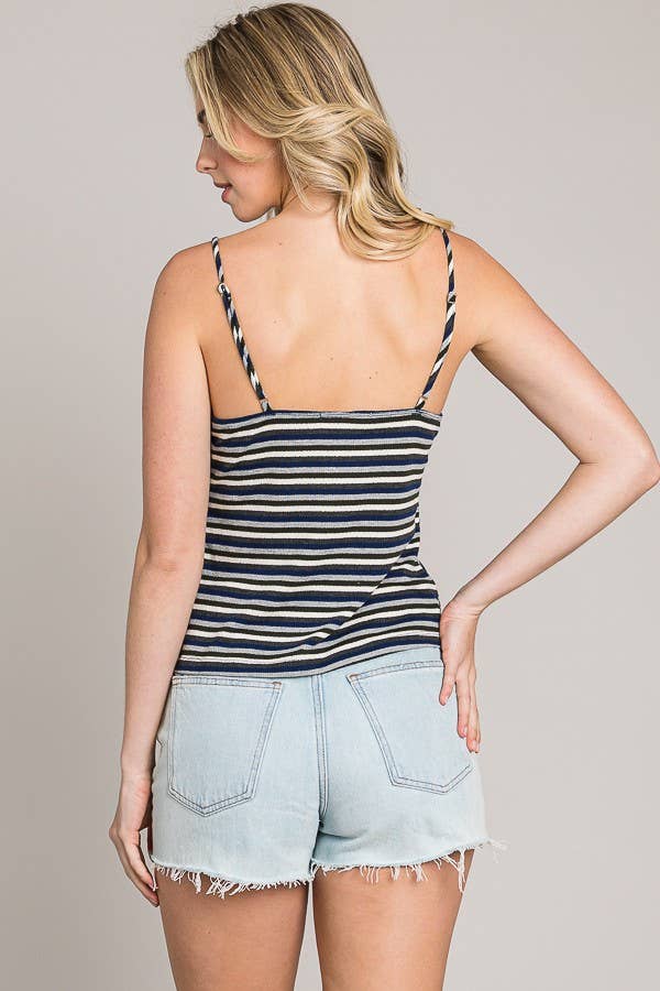 Striped Ribbed Knit Cami Tank Top