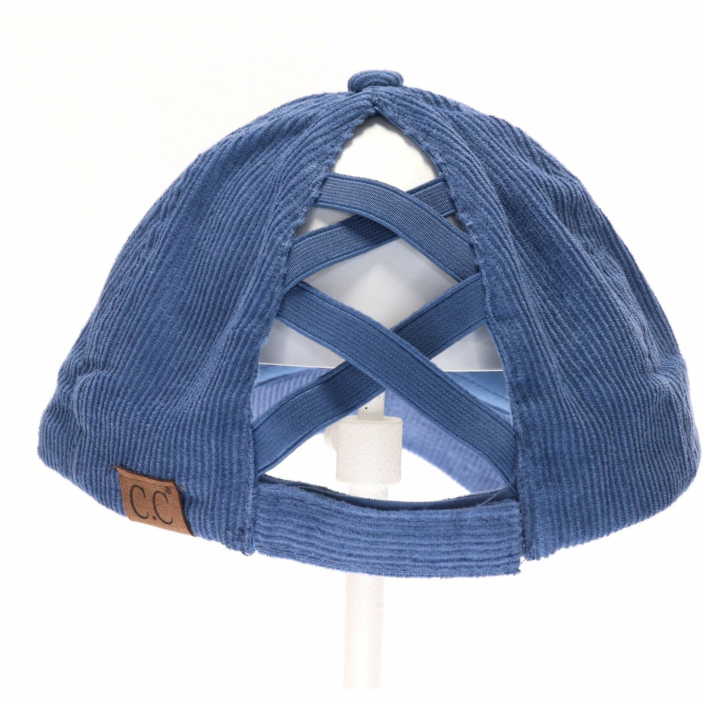 Corduroy Criss Cross High Pony CC Ball Cap: Grey