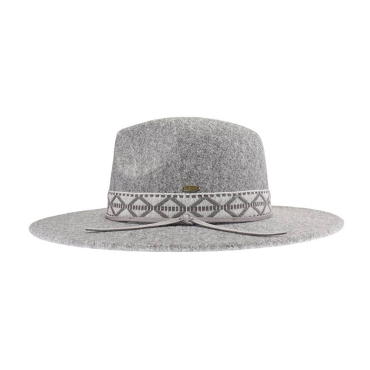 Geometric Band C.C Vegan Felt Hat: Heather Grey