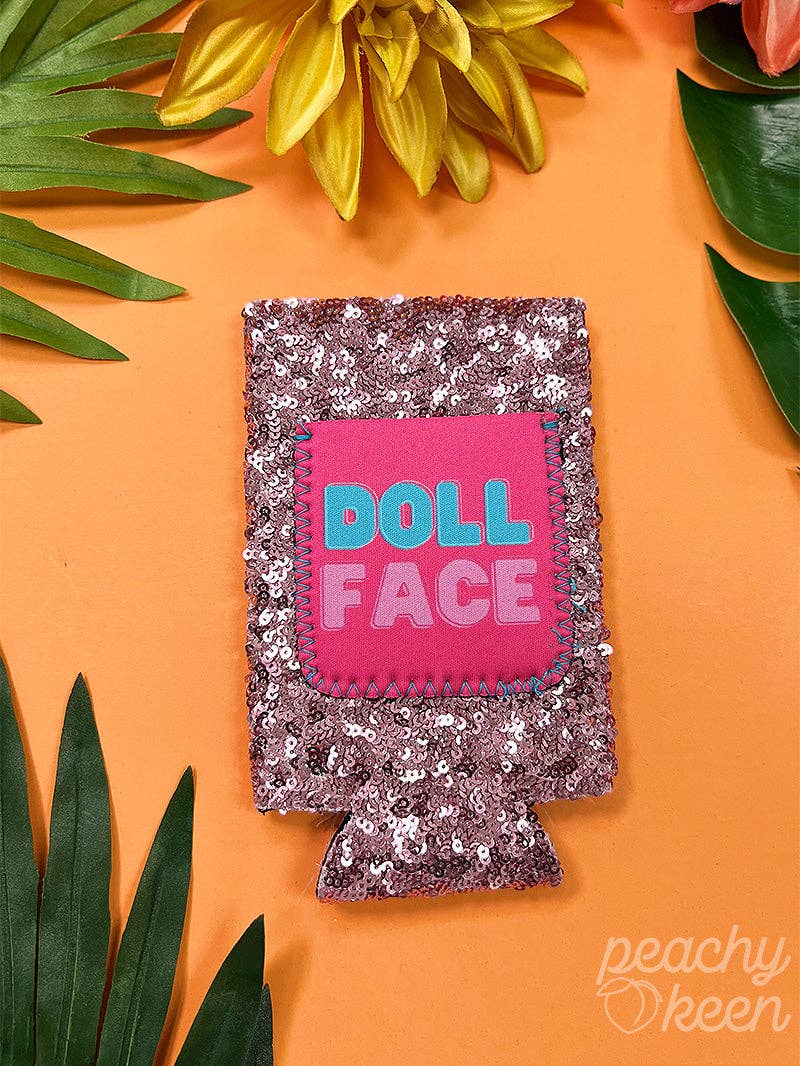 Doll Face Light Pink Sequin Slim Can Cooler: Light Pink / One Size