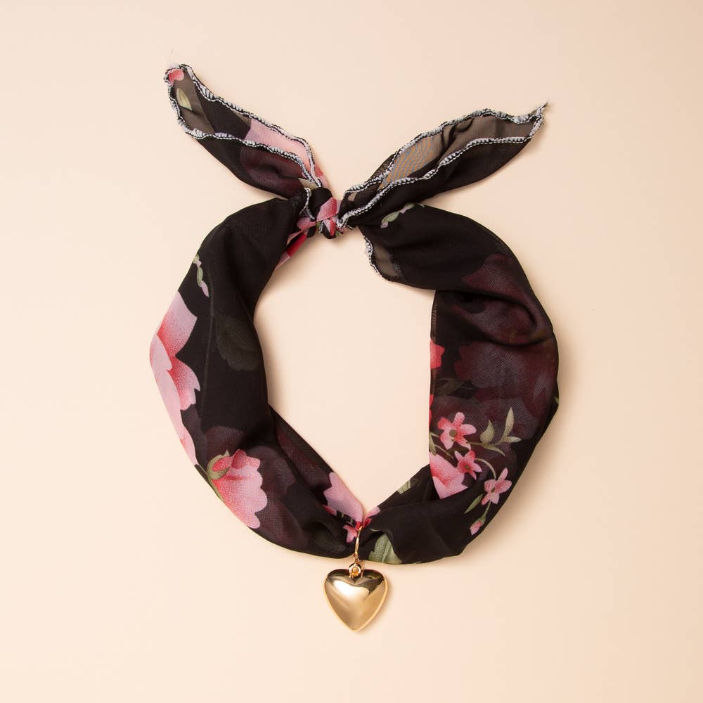 Heart Pendant Scarf Tie-Back Necklace: Leopard