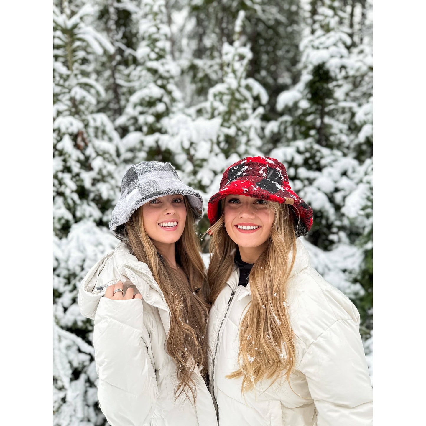 Buffalo Check Sherpa C.C Bucket Hat: Red/Black