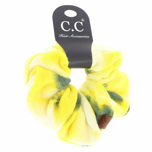 Tie Dye Women's Ponytail Scrunchie: Denim/Yellow