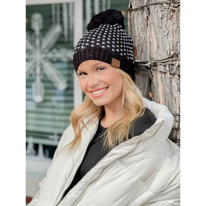 Heart Knit Pom Beanies