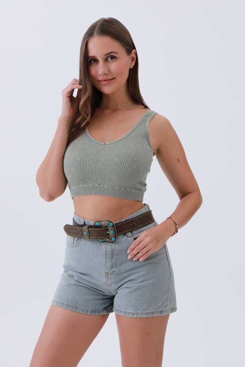 Handcrafted Vintage Belt – Turquoise & Rivet Western: Taupe