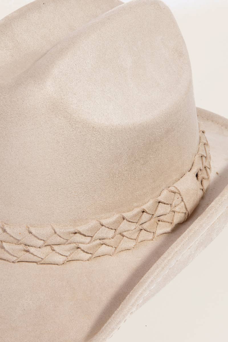 Double Braid Rope Western Cowboy Hat: Ivory