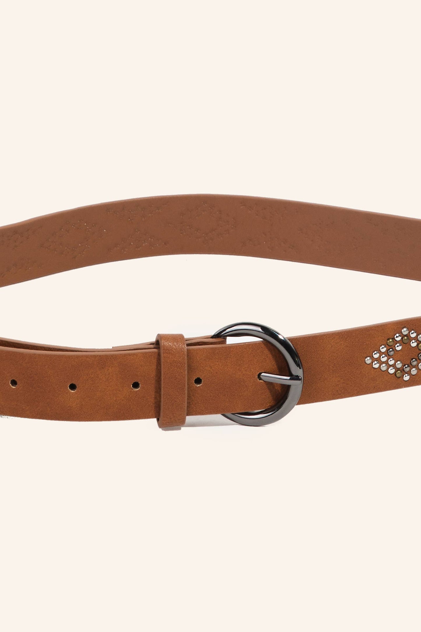 Geometric Studded Vegan Leather Belt: KA ROUND
