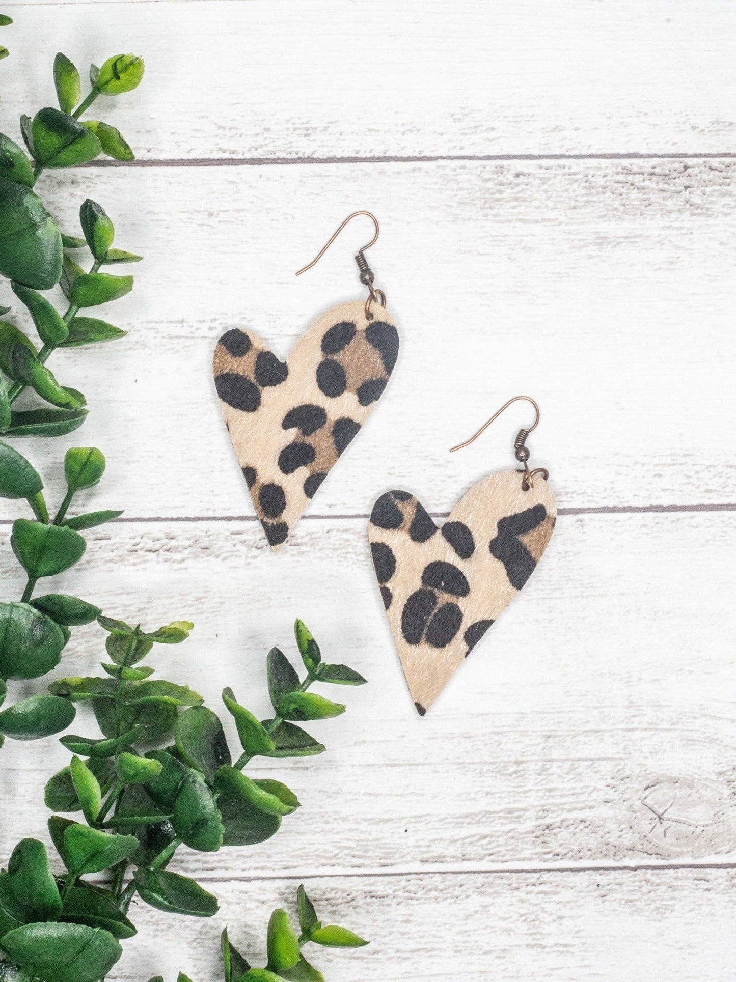 Love Is In The Air Brown Leopard Heart Shaped Earrings: Brown / One Size