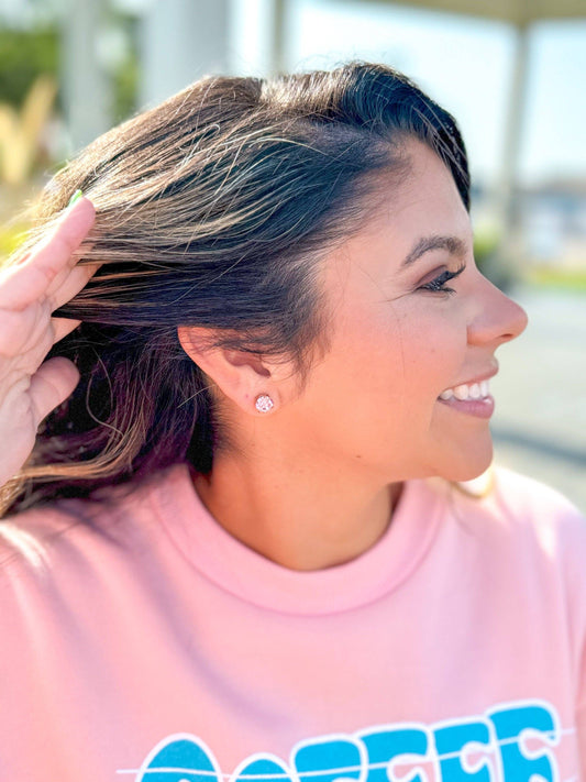 Pink Crystal Stud Earrings: Pink