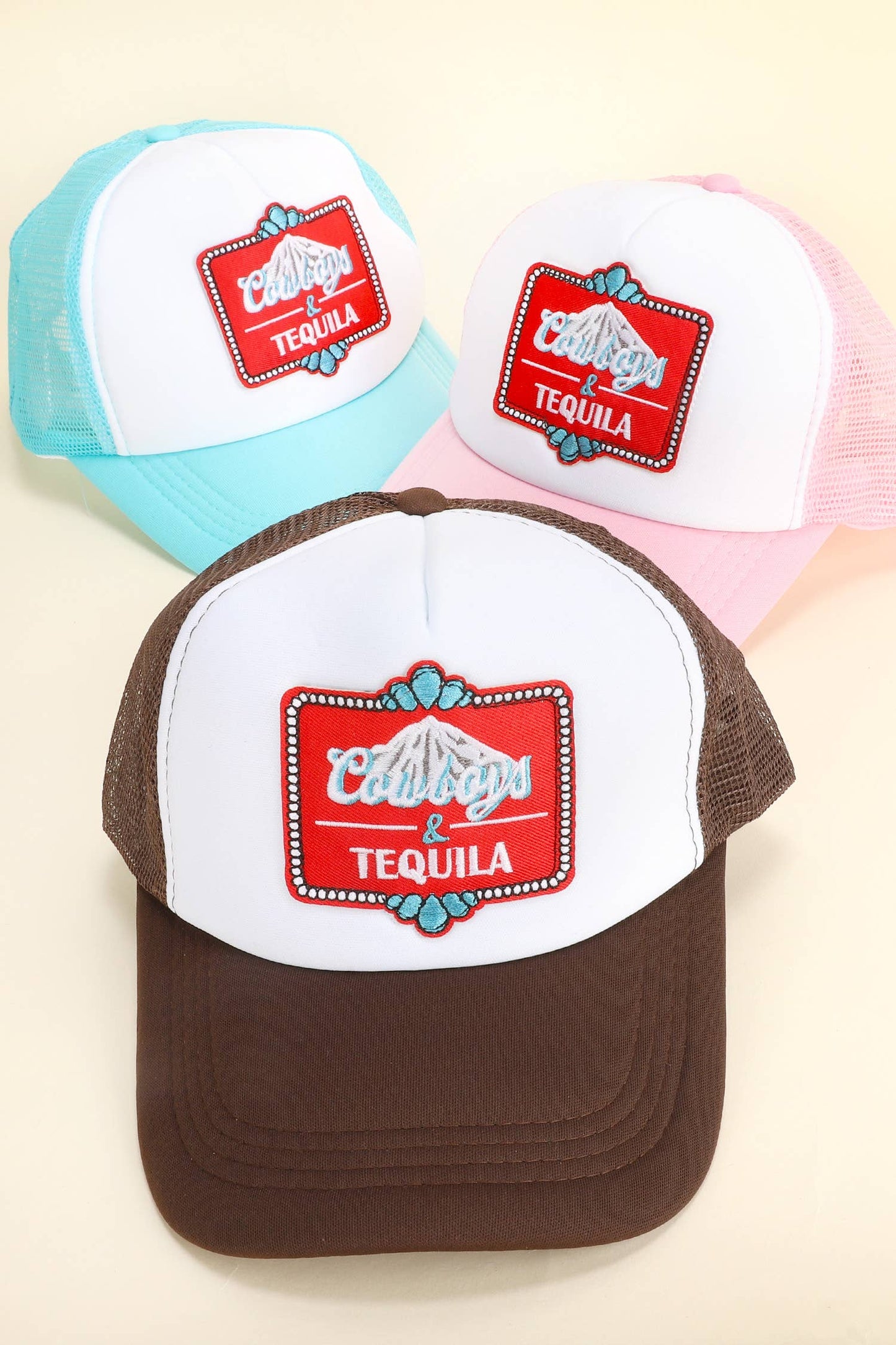 Cowboys  & Tequila Mesh Backing Baseball Cap : Blue