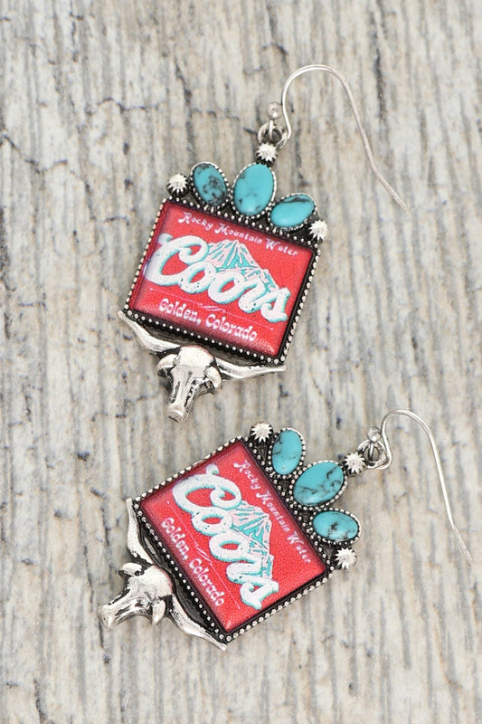 Western Stone Longhorn Coors Earrings